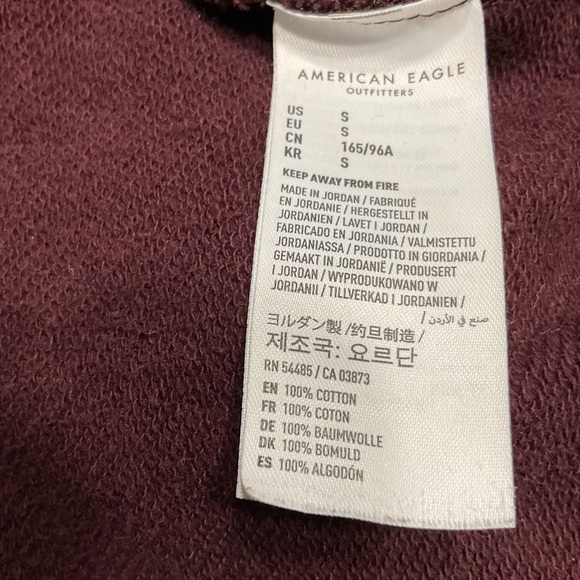 American Eagle Hoodie Men's Small Red Maroon Sweatshirt Long Sleeve Pockets - Picture 13 of 13